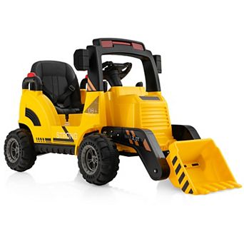 12v Kids Ride-on Construction Tractor With Adjustable Bucket-yellow