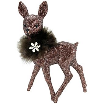 Pinnacle Peak Trading Ino Schaller Cinnamon Glitter Female Doe Deer With Snowflake Figurine 8.75 In