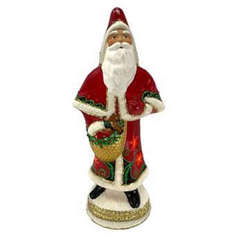 Pinnacle Peak Trading Ino Schaller Red Flower Santa With Horse Toy Paper Mache Candy Container