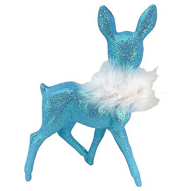 Pinnacle Peak Trading Ino Schaller Light Blue Glitter Female Doe Deer Figurine 8.75 In