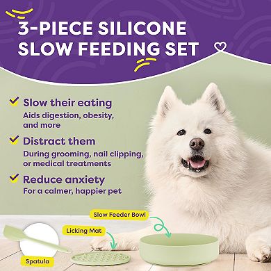 Hertzko Silicone Slow Feeder Dog Bowl Set
