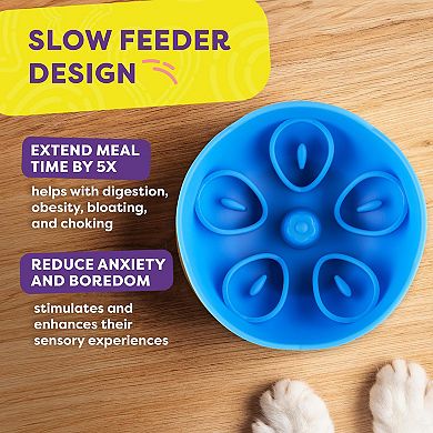 Hertzko Elevated Slow Feeder Bowl For Cats And Small Dogs