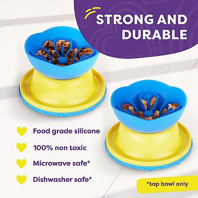 Hertzko Elevated Slow Feeder Bowl For Cats And Small Dogs