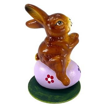 Pinnacle Peak Trading Ino Schaller Easter Bunny Rabbit On Purple Egg Paper Mache 4.25 Inch