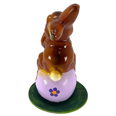 Pinnacle Peak Trading Ino Schaller Easter Bunny Rabbit On Purple Egg Paper Mache 4.25 Inch