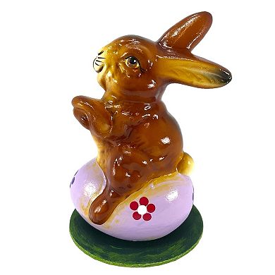 Pinnacle Peak Trading Ino Schaller Easter Bunny Rabbit On Purple Egg Paper Mache 4.25 Inch