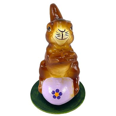 Pinnacle Peak Trading Ino Schaller Easter Bunny Rabbit On Purple Egg Paper Mache 4.25 Inch
