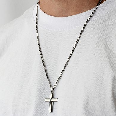 Men's Jewelry Nation Stainless Steel Diamond Accent Cross Pendant Necklace