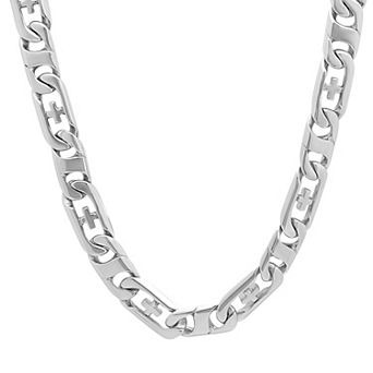 Men's Steel Nation Stainless Steel Cross Curb Chain Necklace
