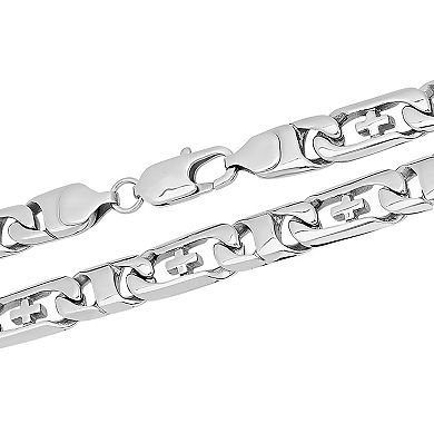 Men's Steel Nation Stainless Steel Cross Curb Chain Necklace