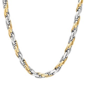 Men's Steel Nation Stainless Steel Two-Tone Rope Chain Necklace