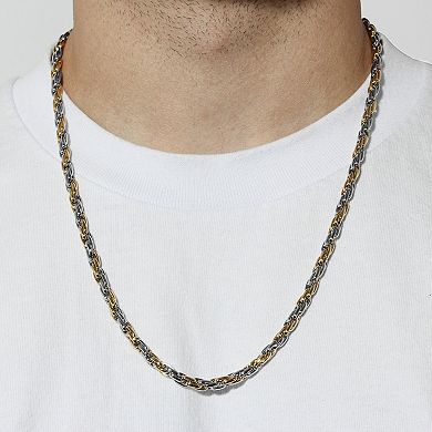 Men's Jewelry Nation Stainless Steel Two-Tone Rope Chain Necklace