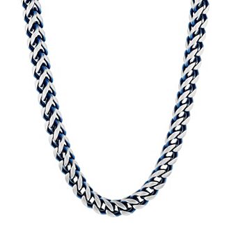 Men's Steel Nation Stainless Steel Blue Ion-Plated Franco Chain Necklace