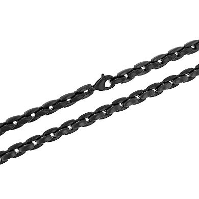 Men's Steel Nation Black Stainless Steel Link Chain Necklace