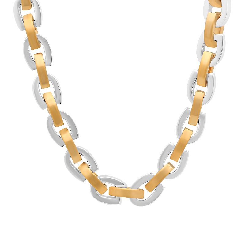 Men's Jewelry Nation Stainless Steel Two-Tone U-Link Chain Necklace, Size: 24", Two Tone