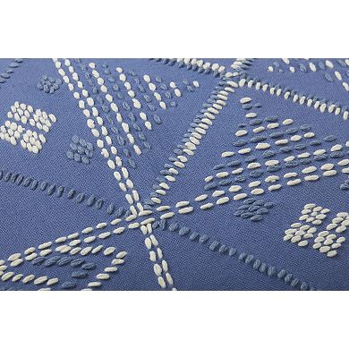 Loloi Blue Ivory Embroidered 18" x 18" Throw Pillow