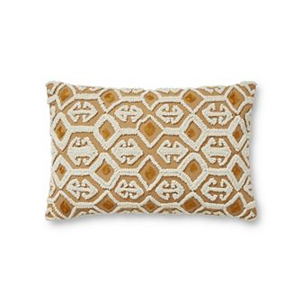 Loloi Ivory Gold Textured 13" x 21" Throw Pillow