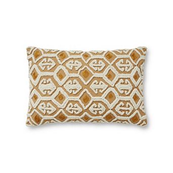 Loloi Ivory Gold Textured 13" x 21" Throw Pillow