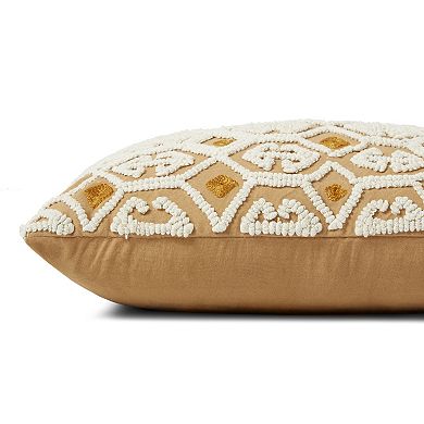 Loloi Ivory Gold Textured 13" x 21" Throw Pillow