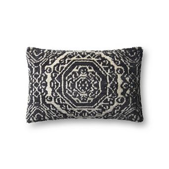Loloi Black White 13" x 21" Throw Pillow