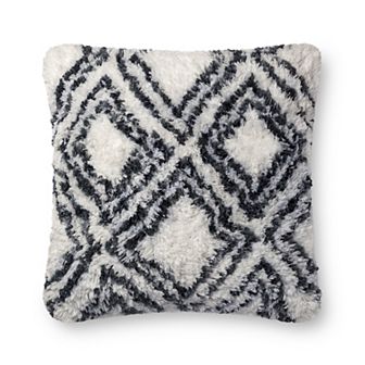 Loloi Charcoal White Shaggy 22" x 22" Throw Pillow