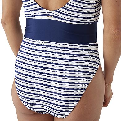 Women's Nautica Tummy Control Adjustable Straps Surplice One-Piece Swimsuit