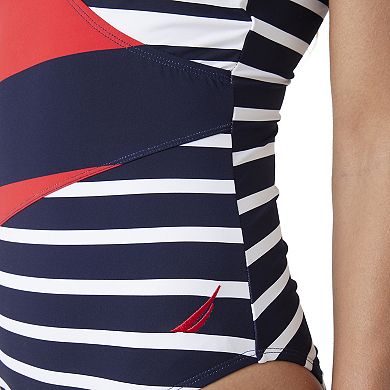 Women's Nautica All Hands On Deck Surplice One-Piece Swimsuit