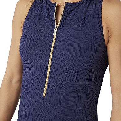 Women's Nautica Jet Setter High Neck Front Zip One-Piece Swimsuit