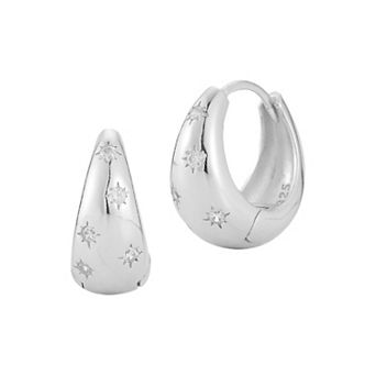 Sunkissed Sterling Cubic Zirconia Chunky Huggie Hoop Earrings