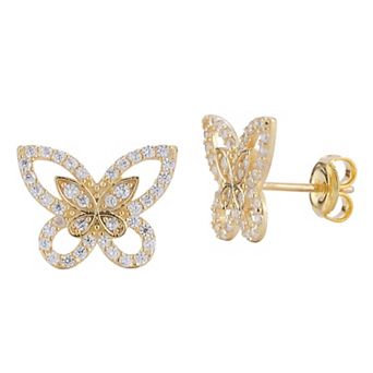 Sunkissed Sterling Cubic Zirconia Butterfly Stud Earrings