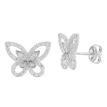 Sunkissed Sterling Cubic Zirconia Butterfly Stud Earrings