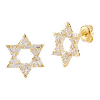 Sunkissed Sterling Cubic Zirconia Star Of David Stud Earrings