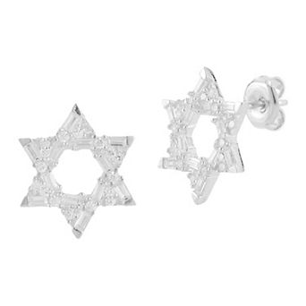 Sunkissed Sterling Cubic Zirconia Star Of David Stud Earrings