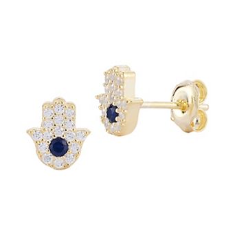 Sunkissed Sterling Cubic Zirconia Hamsa Stud Earrings