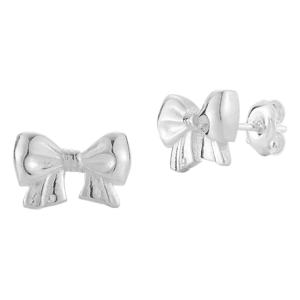 Sparkle Bow Sterling Silver Stud Earrings