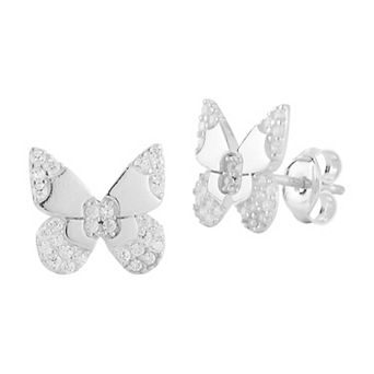 Sunkissed Sterling Cubic Zirconia Butterfly Stud Earrings