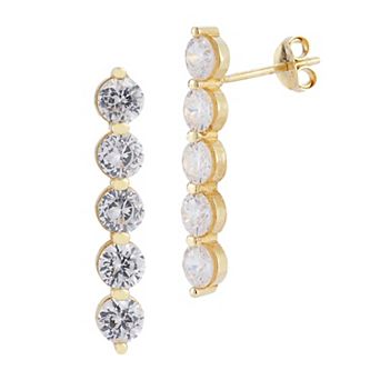 Sunkissed Sterling Cubic Zirconia Bar Stud Earrings