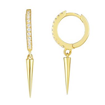 Sunkissed Sterling 14k Gold Over Silver Cubic Zirconia Spike Drop Earrings