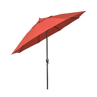 California Umbrella 9-ft. Bronze Aluminum Patio Umbrella with Fiberglass Ribs and Auto Tilt
