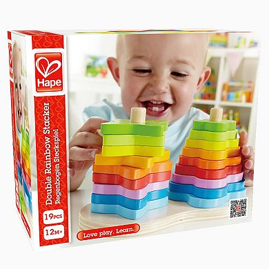 Hape: Double Rainbow Stacker Wooden Ring Set Toy