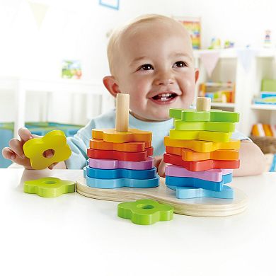 Hape: Double Rainbow Stacker Wooden Ring Set Toy