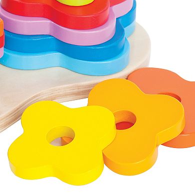 Hape: Double Rainbow Stacker Wooden Ring Set Toy