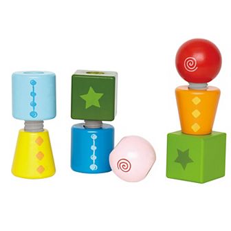 Hape: Twist & Turnables Colorful Wooden Shapes Blocks Building Toy
