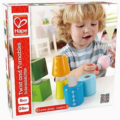 Hape: Twist & Turnables Colorful Wooden Shapes Blocks Building Toy