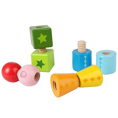 Hape: Twist & Turnables Colorful Wooden Shapes Blocks Building Toy