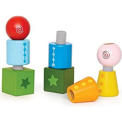 Hape: Twist & Turnables Colorful Wooden Shapes Blocks Building Toy