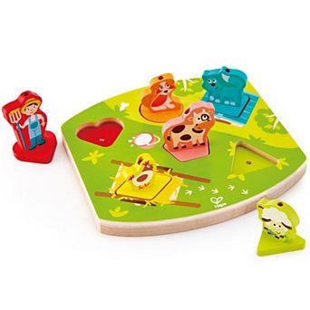 Hape: Farmyard Animal 7 pc Wooden Sound Effect Puzzle
