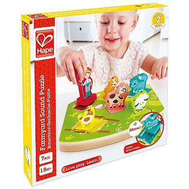 Hape: Farmyard Animal 7-piece Wooden Sound Effect Puzzle