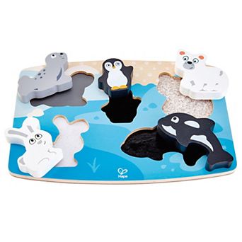 Hape: Polar Animal Tactile Puzzle 6 pc Wooden Sensory Toy