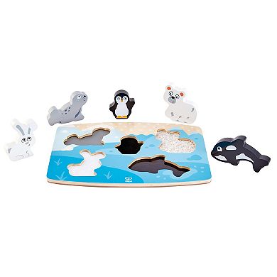 Hape: Polar Animal Tactile Puzzle 6-pc. Wooden Sensory Toy